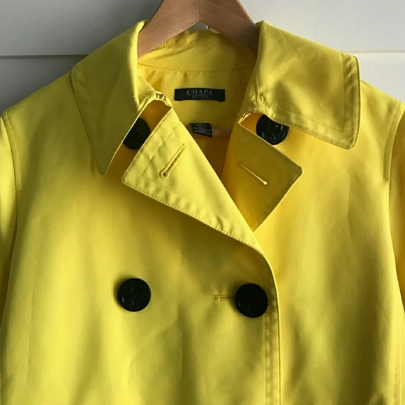 Chaps yellow trench coat in size small - Picture 2 of 6